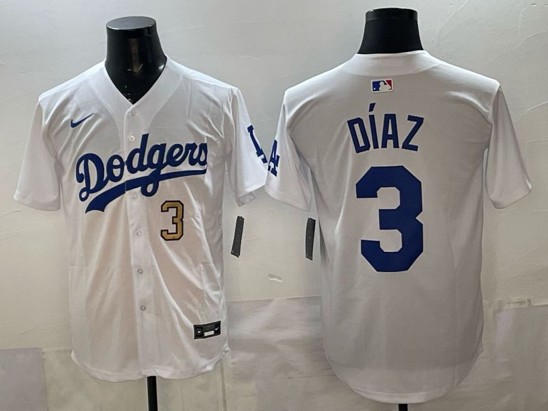 Men Los Angeles Dodgers #3 Diaz White Game 2026 Nike MLB Jersey style 02->los angeles dodgers->MLB Jersey